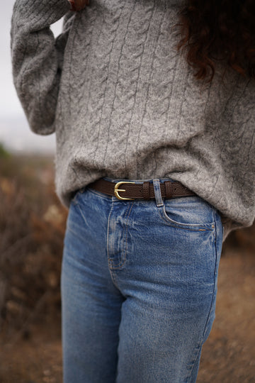 Skórzany pasek klasyczny GRANO CHOCOLATE