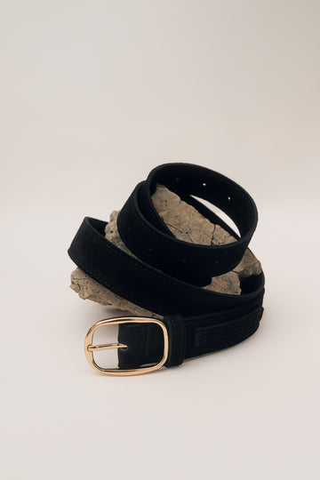 Zamszowy pasek z poprzeczną szlufką NEGRO